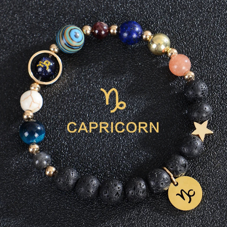 Bracelets Pierre de Lave 12 Constellations Signes Astrologiques du Zodiaque capricorne