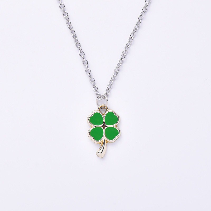 Collier Pendentif Trèfle à 4 Feuilles Vert Porte Bonheur