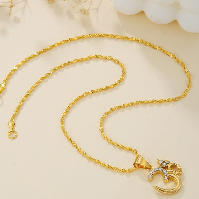 Gold OM Buddhist Necklace
