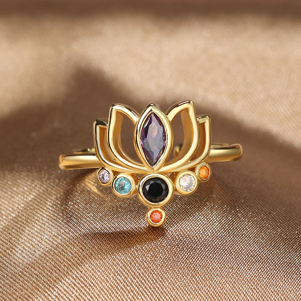 Bague Fleur de Lotus 7 Chakras Femme or