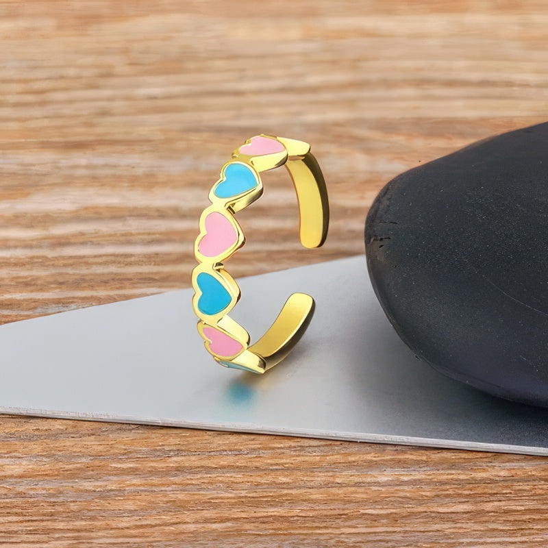 6 Hearts Women's Gold Ring 