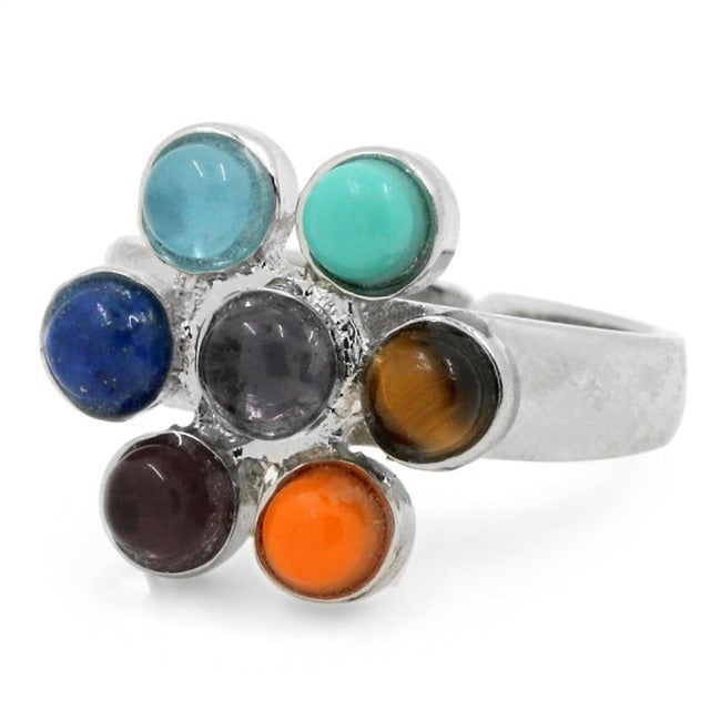 7 Chakras Ring Silver color
