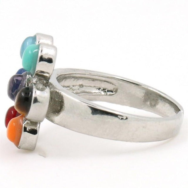 7 Chakras Ring Silver color