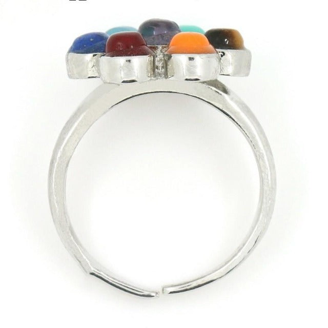 7 Chakras Ring Silver color