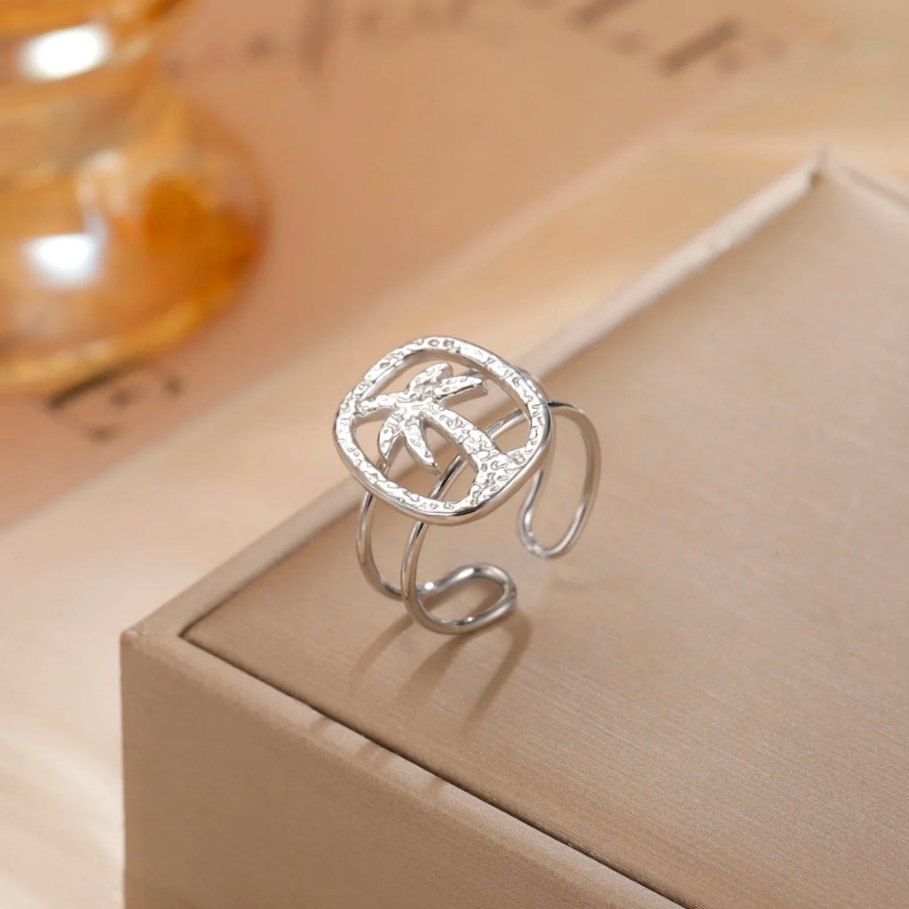 Bague à motif palmier argent