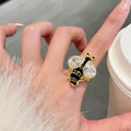 Bague abeille femme noir