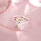 Bague ajustable abeille et fleur