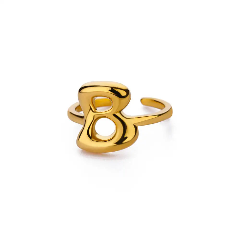 Bague ajustable personnalisée avec initiale b