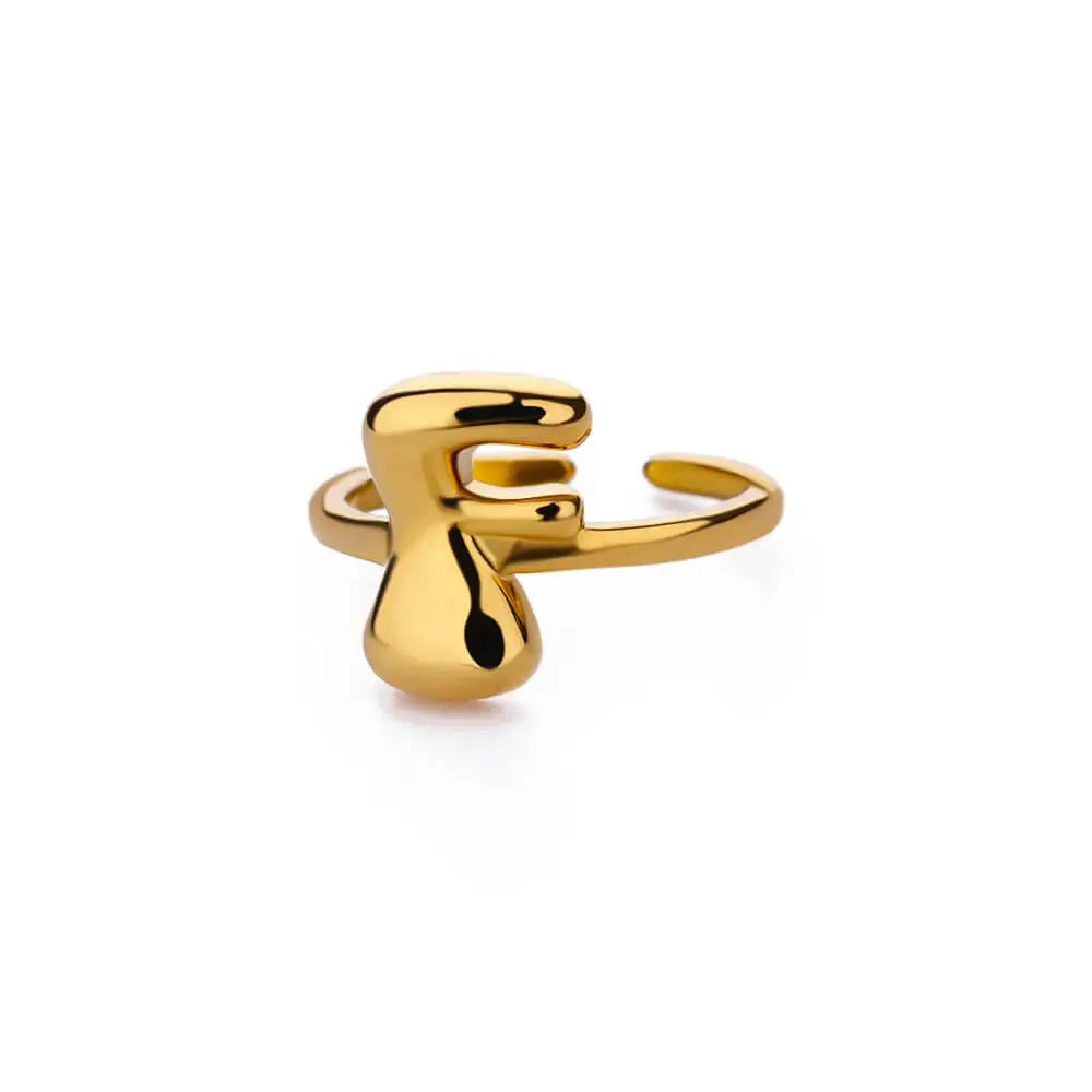 Bague ajustable personnalisée avec initiale f