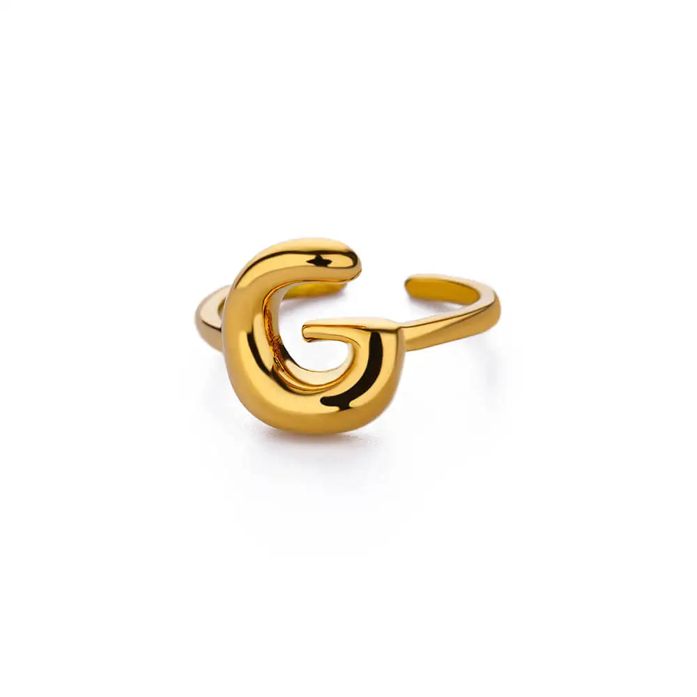Bague ajustable personnalisée avec initiale g