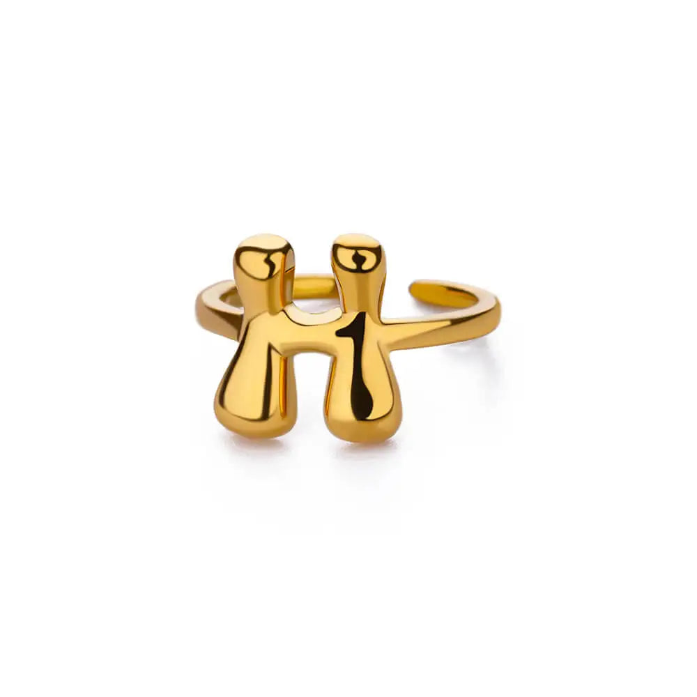 Bague ajustable personnalisée avec initiale h