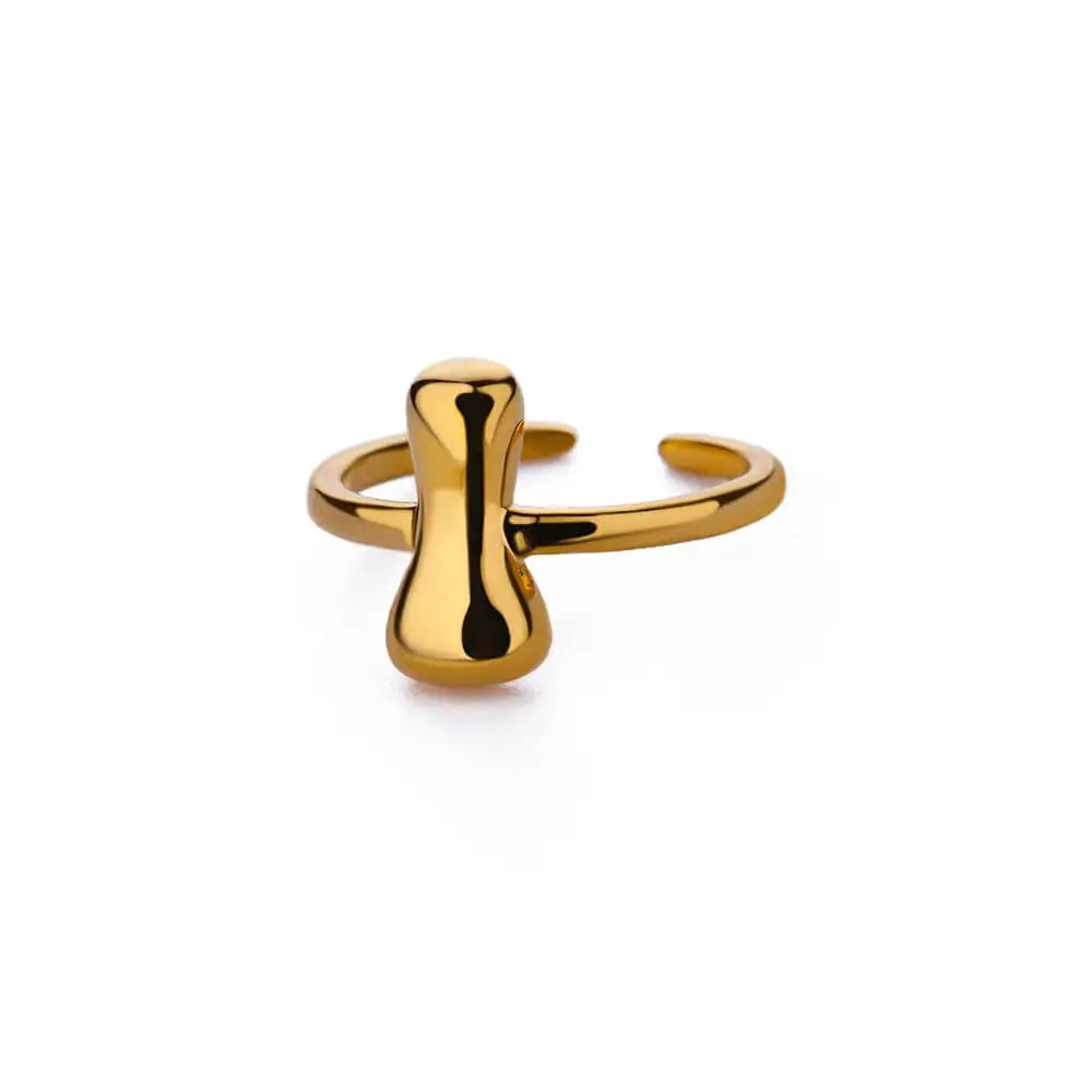 Bague ajustable personnalisée avec initiale i