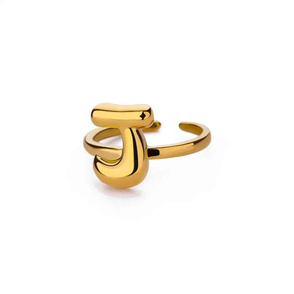 Bague ajustable personnalisée avec initiale j