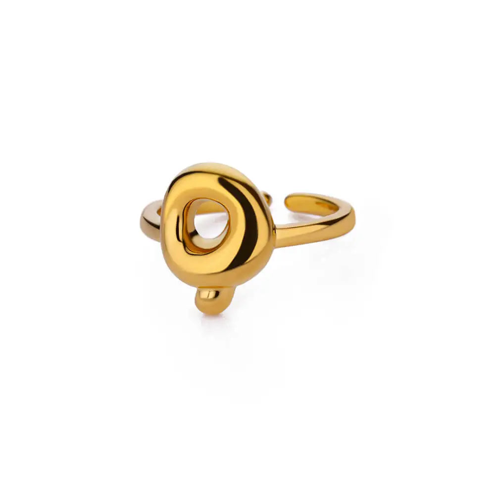 Bague ajustable personnalisée avec initiale q
