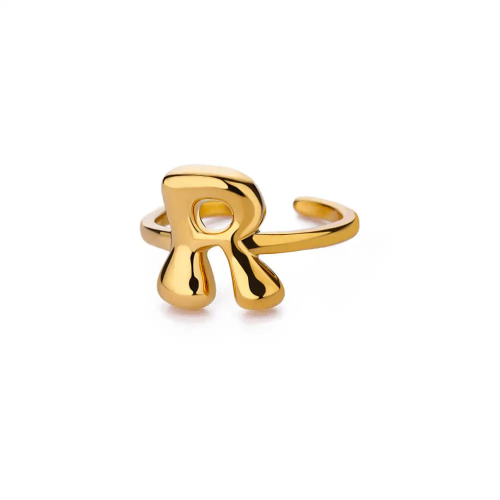 Bague ajustable personnalisée avec initiale r