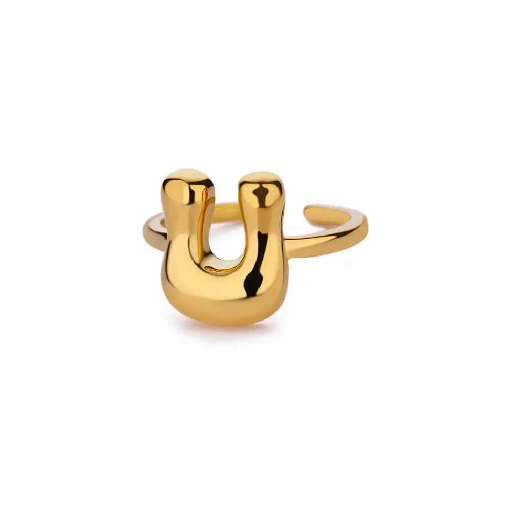 Bague ajustable personnalisée avec initiale u