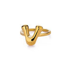 Bague ajustable personnalisée avec initiale v