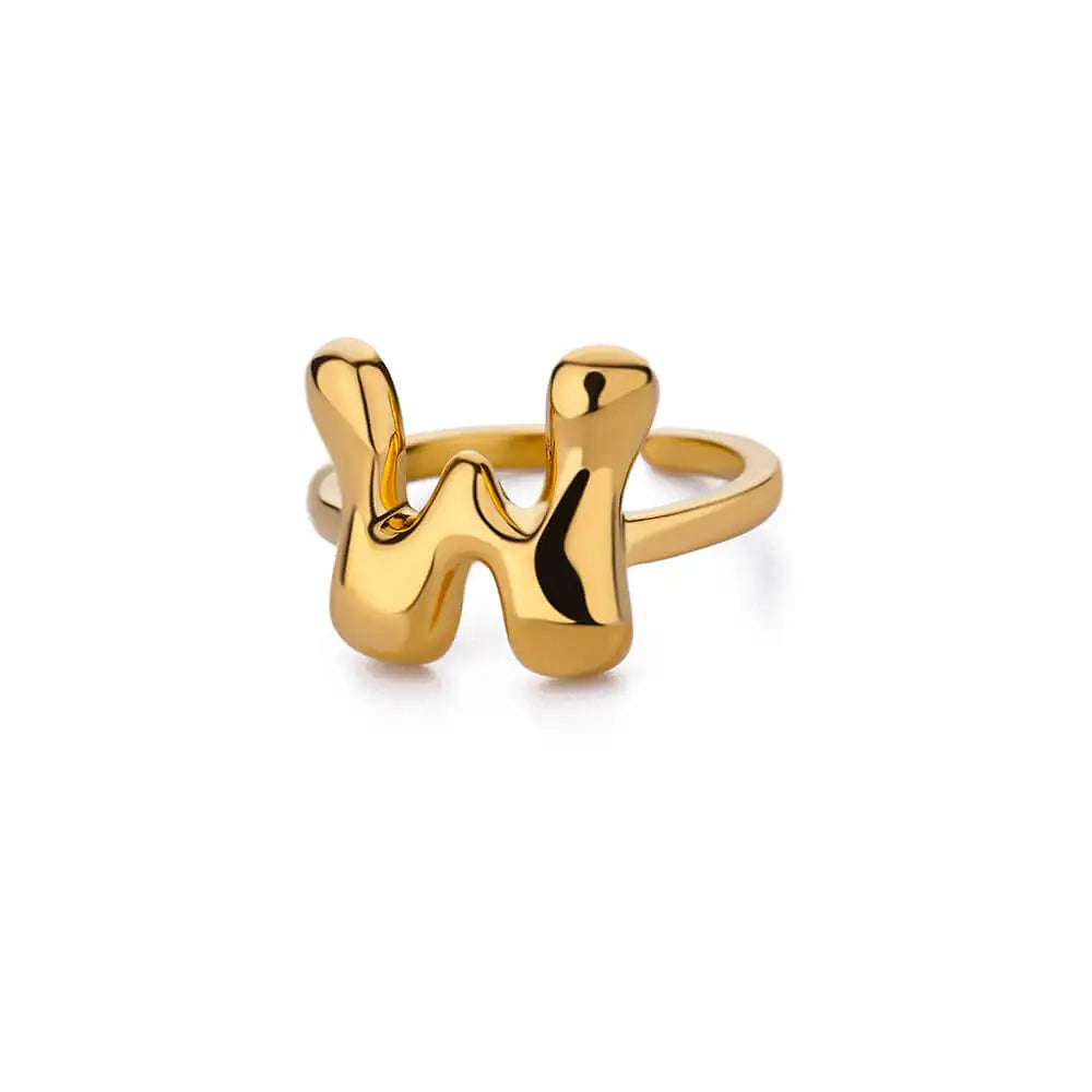 Bague ajustable personnalisée avec initiale w