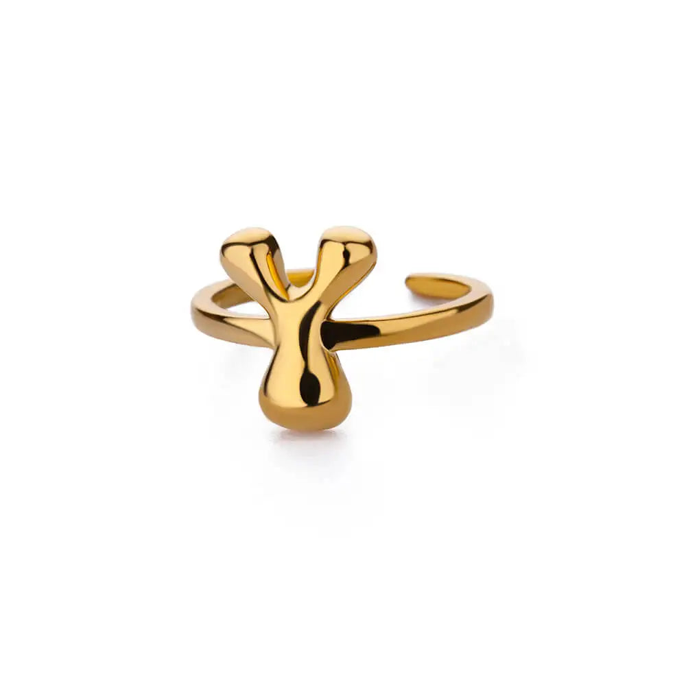 Bague ajustable personnalisée avec initiale y