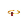 Bague ajustable avec pierre de naissance rectangulaire