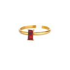 Bague ajustable avec pierre de naissance rectangulaire