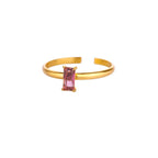 Bague ajustable avec pierre de naissance rectangulaire octobre