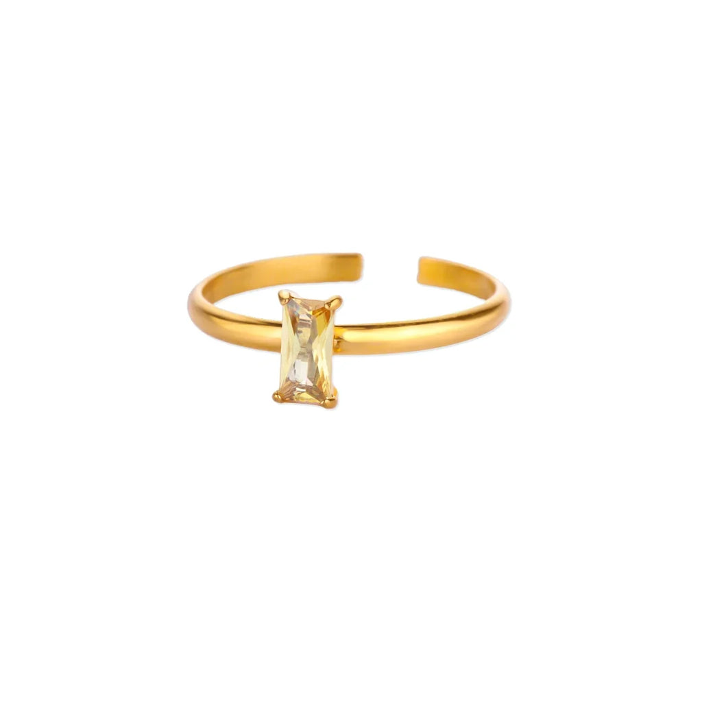 Bague ajustable avec pierre de naissance rectangulaire juin