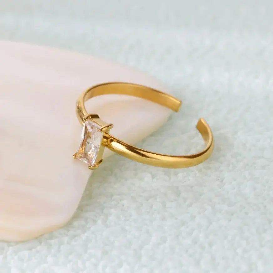 Bague ajustable avec pierre de naissance rectangulaire novembre