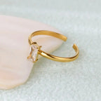 Bague ajustable avec pierre de naissance rectangulaire novembre