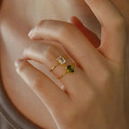 Bague ajustable avec pierre de naissance rectangulaire novembre
