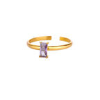 Bague ajustable avec pierre de naissance rectangulaire