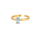 Bague ajustable avec pierre de naissance rectangulaire