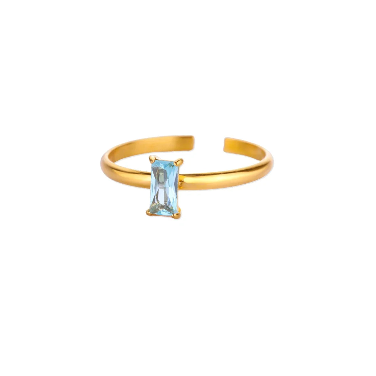 Bague ajustable avec pierre de naissance rectangulaire