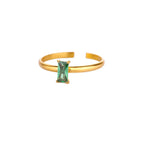 Bague ajustable avec pierre de naissance rectangulaire mai