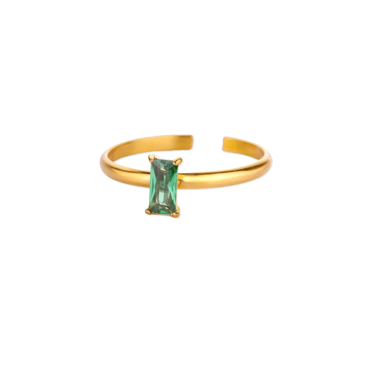 Bague ajustable avec pierre de naissance rectangulaire mai