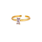 Bague ajustable avec pierre de naissance rectangulaire