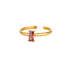 Bague ajustable avec pierre de naissance rectangulaire juillet