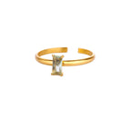 Bague ajustable avec pierre de naissance rectangulaire