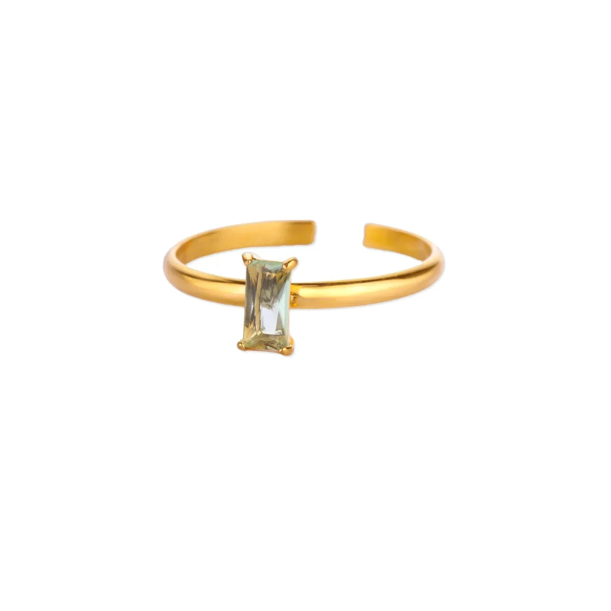 Bague ajustable avec pierre de naissance rectangulaire