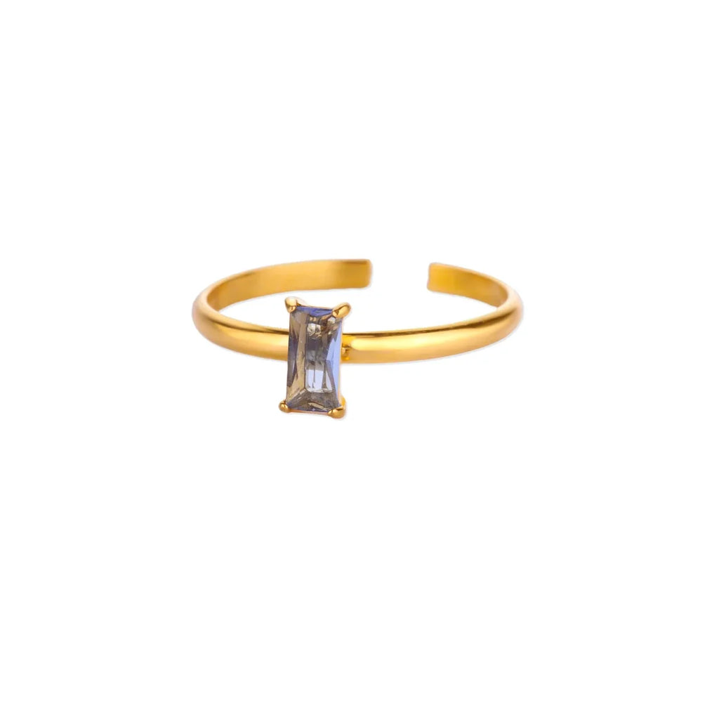 Bague ajustable avec pierre de naissance rectangulaire avril