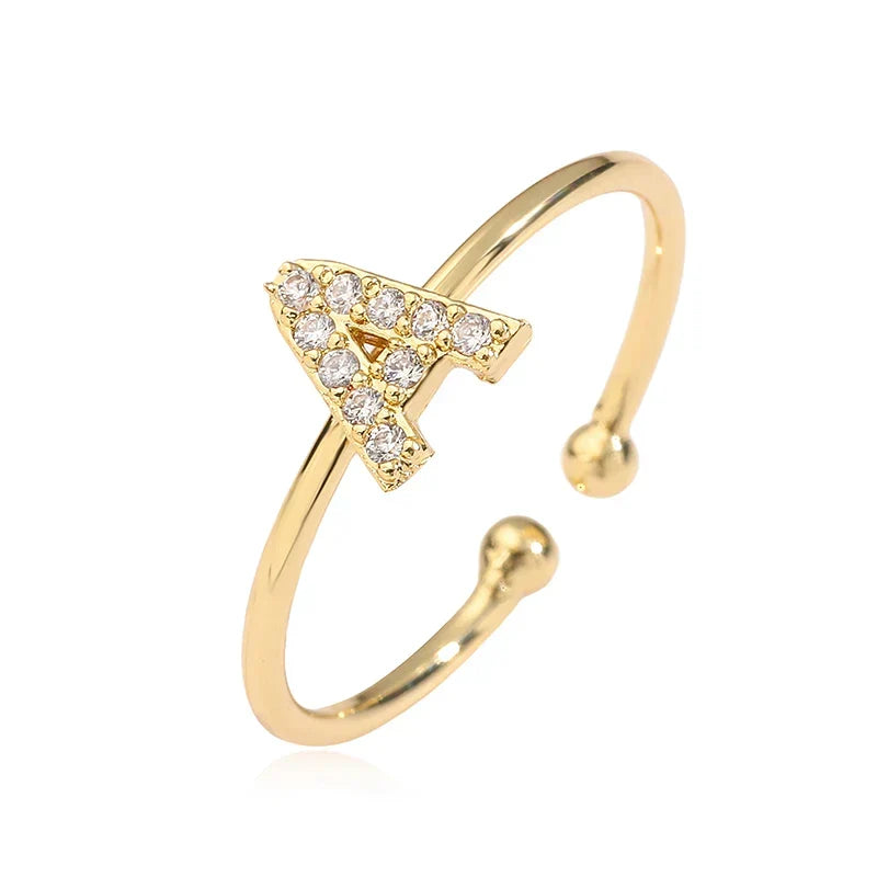 Bague ajustable personnalisée avec initiale a
