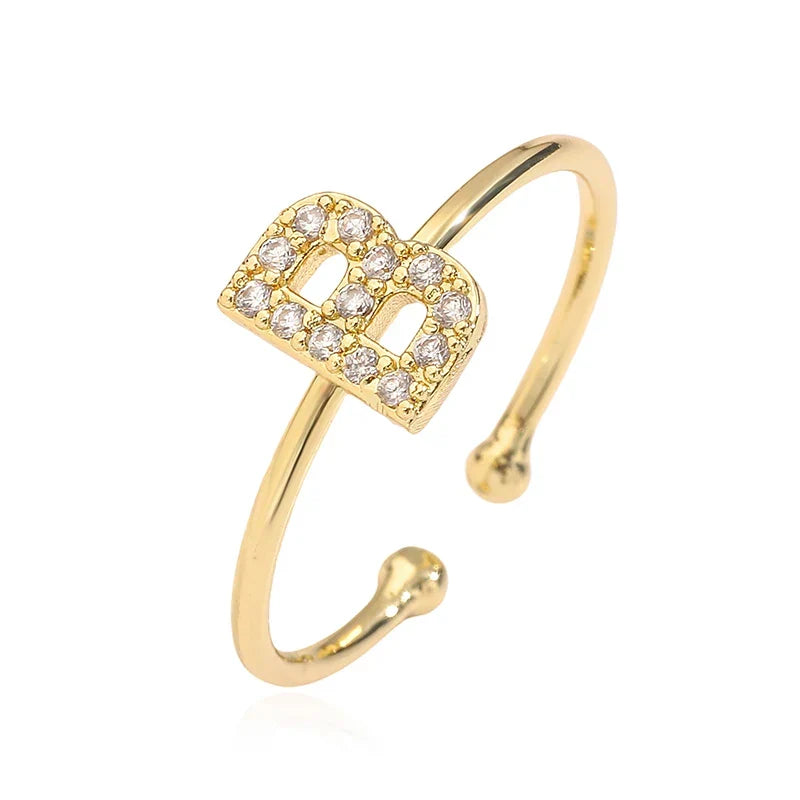 Bague ajustable personnalisée avec initiale b