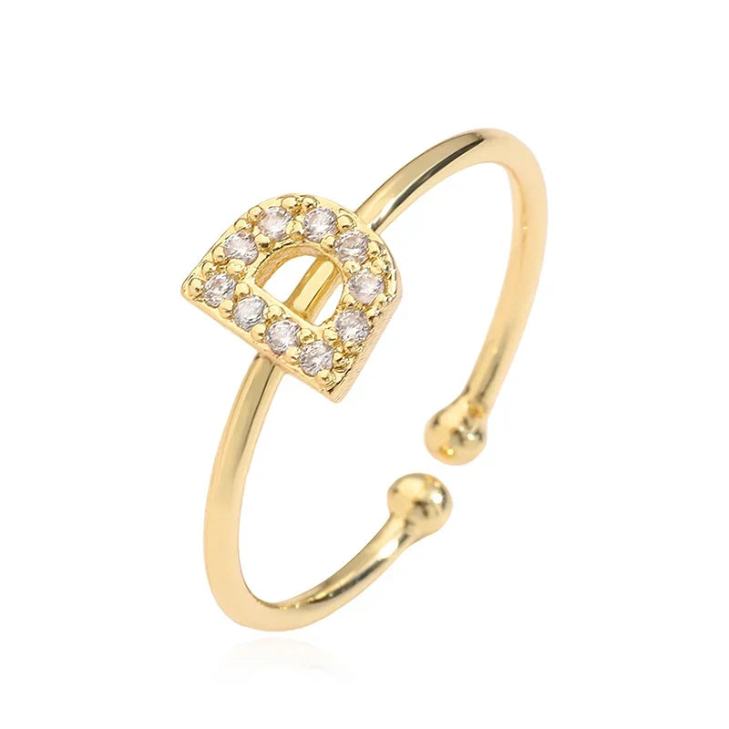 Bague ajustable personnalisée avec initiale d