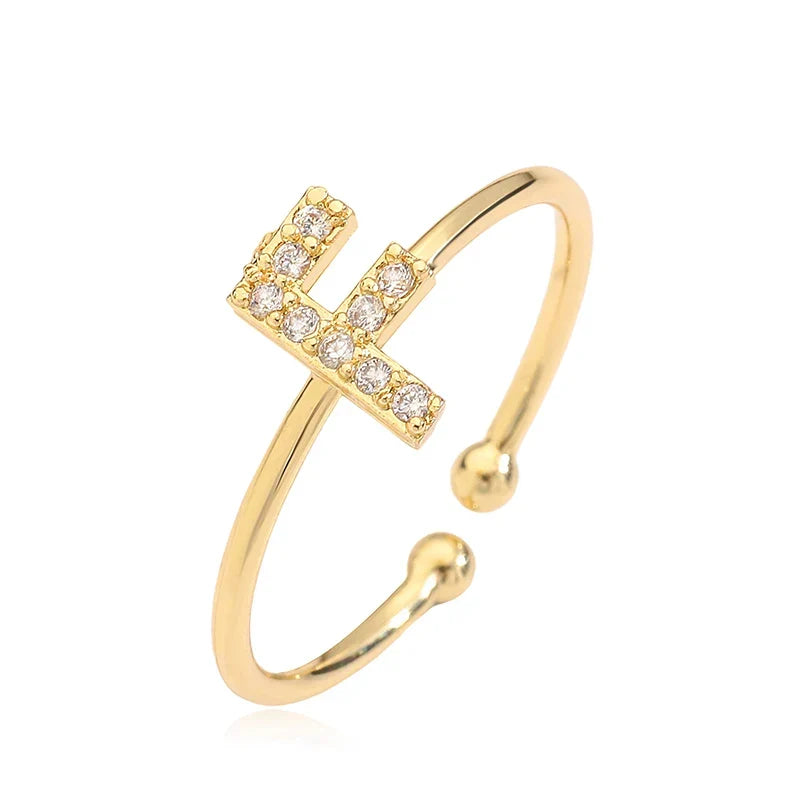 Bague ajustable personnalisée avec initiale f