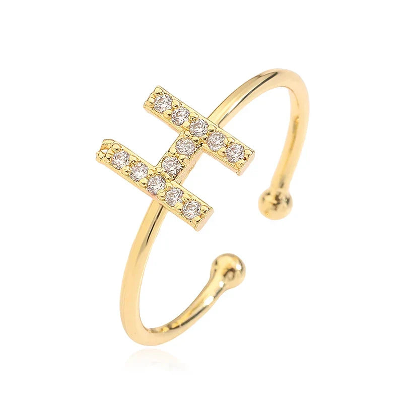 Bague ajustable personnalisée avec initiale h