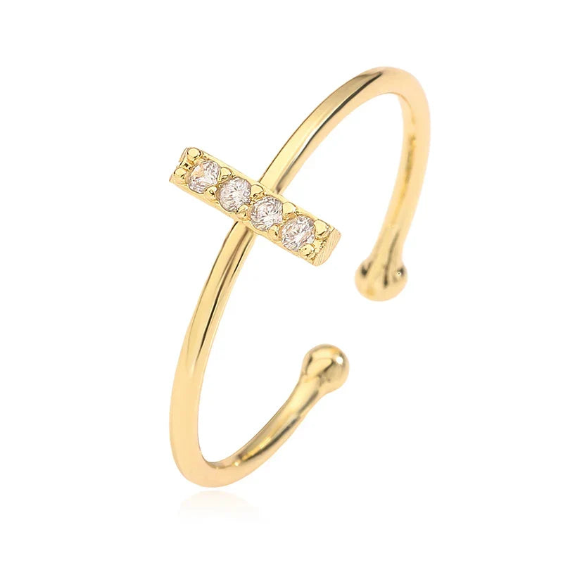 Bague ajustable personnalisée avec initiale i