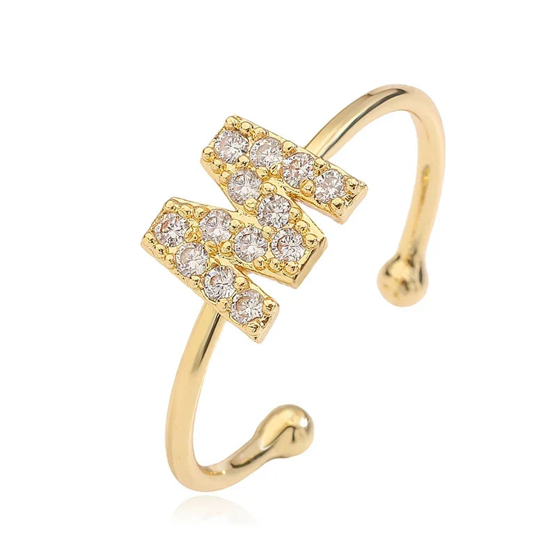 Bague ajustable personnalisée avec initiale m
