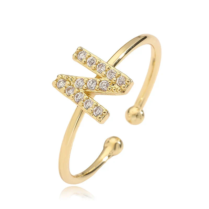 Bague ajustable personnalisée avec initiale n