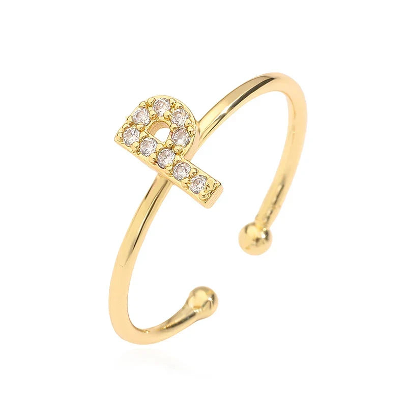 Bague ajustable personnalisée avec initiale p