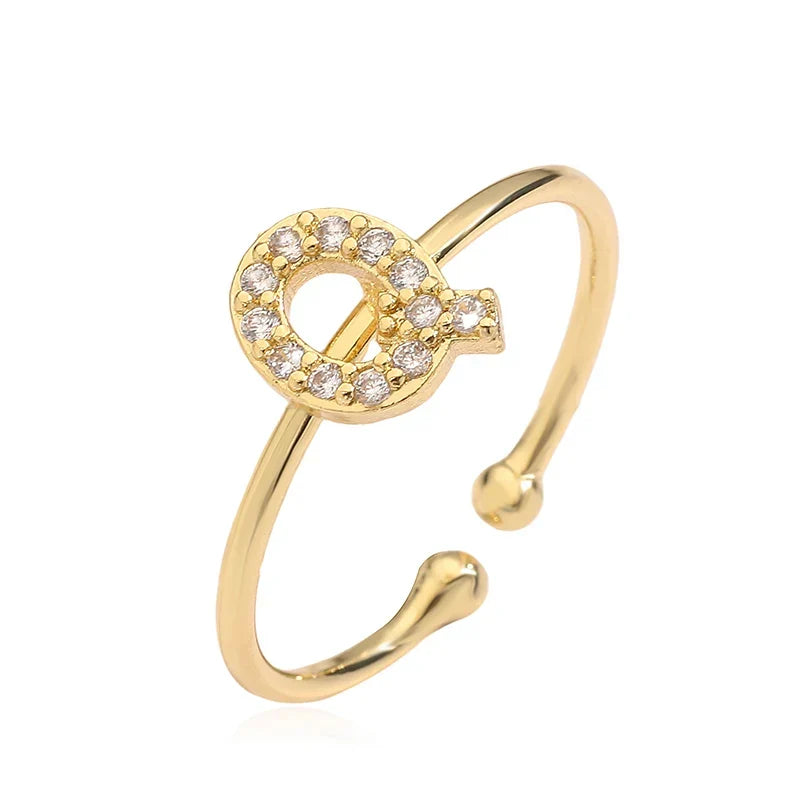 Bague ajustable personnalisée avec initiale q